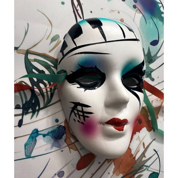 Hand-Painted Piano Keys Music Design Decorative Mask Theater Masquerade Venetian - Picture 5 of 7